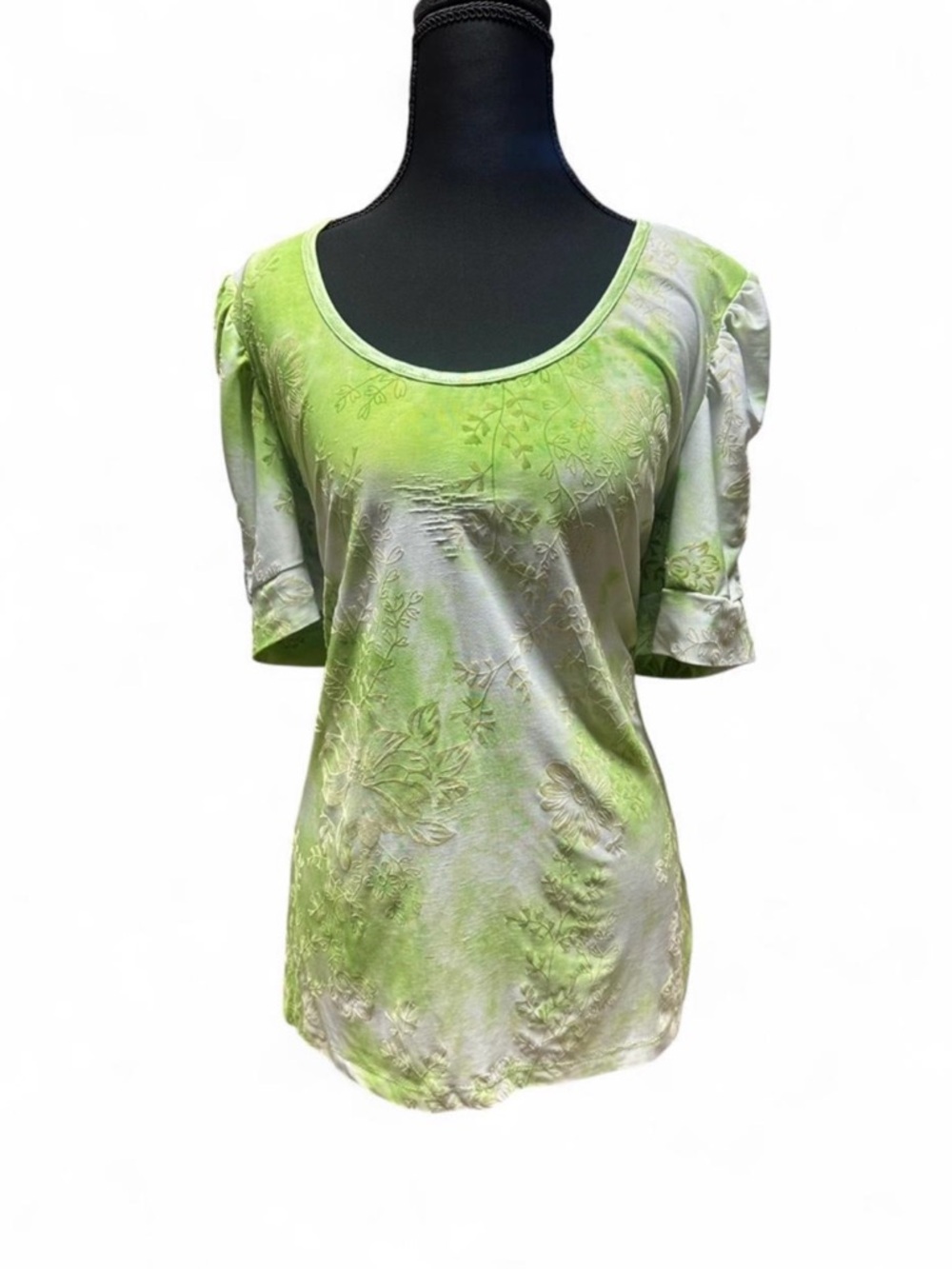 Y2K Fairycore Green Floral Tunic Top 🌿Boho Cottagecore XL Whimsical Grunge 90s